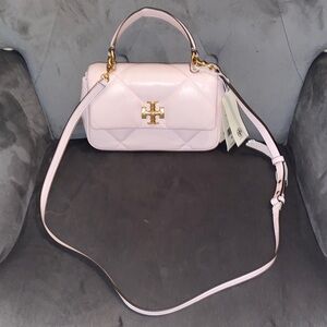 Tory Burch Rose Salt Kira Diamond Quilt Top Handle Bag